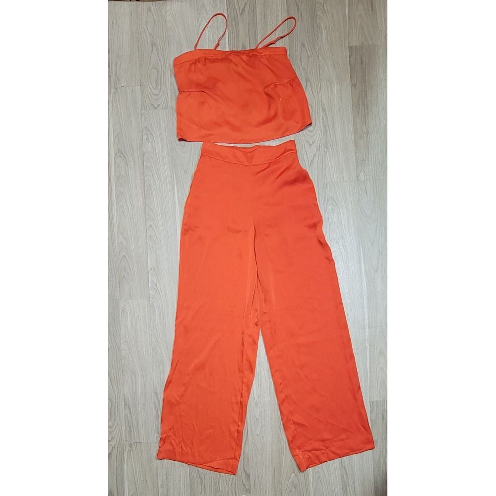 House of Harlow 1960 Crop Top Wide Leg Pants Set Women's Size‎ XS Orange